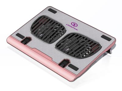 China Aluminum 2 Fan 120mm Laptop Cooling Pads , Pink laptop cooler in 750 Horse 1000rpm Fan Speed for sale