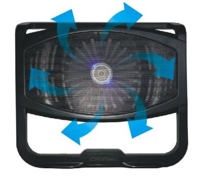 China Foldable 14 inch Notebook Cooling Pad / Black Plastic Laptop Cooler with Single Fan for sale