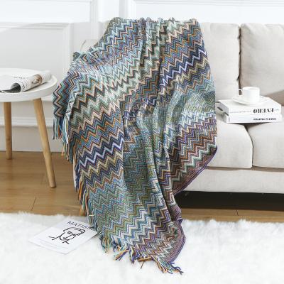 China Non-Toxic Knitted Blanket For Bed Sofa Outdoor Picnic Comfy Bohemia Retro Style TV Blanket Soft Multiple Color Blanket for sale