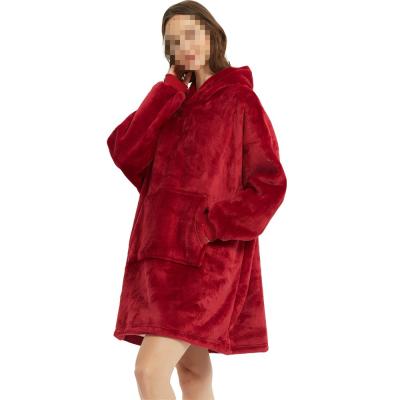 China PORTABLE Making Sweatshirt Flannel Fleece Sherpa Oversized Wearable Blanket Blanket With Giant Sleeves Pocket Blanket Hoodie for sale