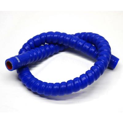 China Food/Medical Silicone/Industry 4 Inch Blue Flexible Silicone Hose Corrugated Exhaust Flexible Silicone Rubber Hose Automotive Tube for sale