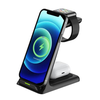 China Safe Convenient 20W Wireless Charger Stand For Phone 13 12 11 XR 8 Apple Watch 3 In 1 Qi Dock Fast Charging Station For Airpods Pro I-watch 7 6 for sale