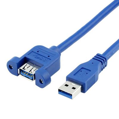 China High Quality Data Transmission 2022 Screw Panel Mount With Ear One USB3.0 Male To USB 3.0 Female Extension Cable 30cm 0.3m for sale