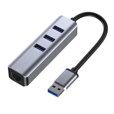 China Computer ethernet rj45 port 1000m desktop 5gbps 4 hub in1 3.0 usb3.0 4port lan hub adapter for laptop for sale