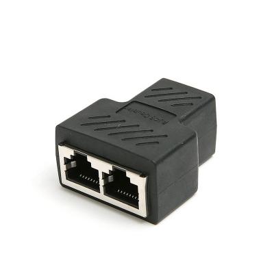 China Telecom Communication 1 to 2 to 2 Ways Network Connector Female Shield Dual 8pin RJ45 FTP Ethernet Coupler Connectors for sale