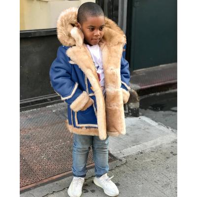 China 2022 Children Boys Fur Coat Retro Sustainable Clothing Lapel Quilted Imitation Children's Pu Fur Coat Coat Autumn Winter Warm Fur Integrated for sale