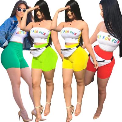 China QUICK DRY Plus Size Sexy Neon Crop Top And Summer Two Piece Womens Biker Shorts Womens Outfits Tracksuit Set Y116890 for sale