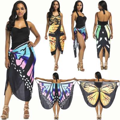 China 2020 Fashion Breathable Sexy Shawl Beach Holiday Skirt Sling Print Dress for sale