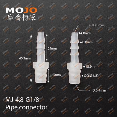 China MJ-4.8-G1/8 Plastic Straight Pipe Union ID 4.8mm To G1/8 Thread Water Connector for sale