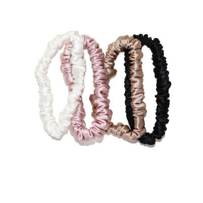 China 22momme Luxury Washable 100% Shiny Silk Scrunchies 6 A Silk Scrunchies Hair Elastics for sale