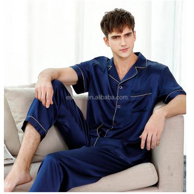 China Hot Sale 100% Silk Men's Breathable Silk Sleepwear Boys Pajamas for sale