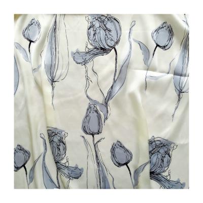 China Flower Digital Printed Breathable Wholesale Pure Silk Satin Fabric for sale