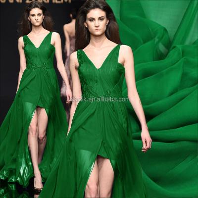 China 6m/m Viable Wholesale Green 140CM Pure Silk Chiffon Fabric For Summer Dress for sale