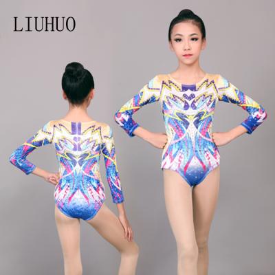 China Dresses Nylon Spandex Long Sleeves Sublimated Dance Wear Gymnastics Artistic Dancer Tights For Girls for sale