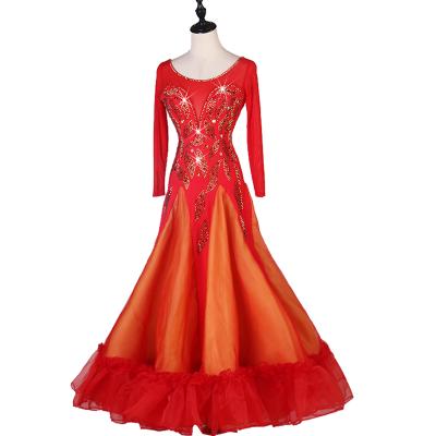 China Dresses 2019 Exotic Dance Wear For Performance Ballroom Dance Red Dress for sale