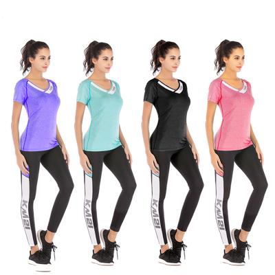 China Square 4 Colors Yoga Wear Women Breathable Quick Dry Fabric Yoga Training Suits Hot Selling Running Tops And Leggings for sale