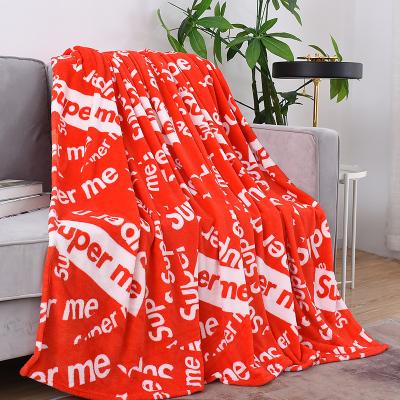 China Plain AZO Free Soft Print Knitted Thick Microfiber Fleece Throw Blanket for sale