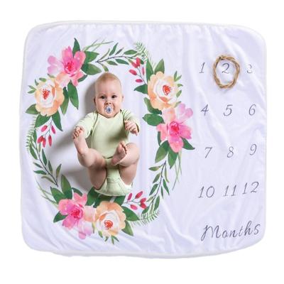 China Digitally Printed Spain Fleece Photography Milestone Blanket Organic Anti-pilling Prop for sale