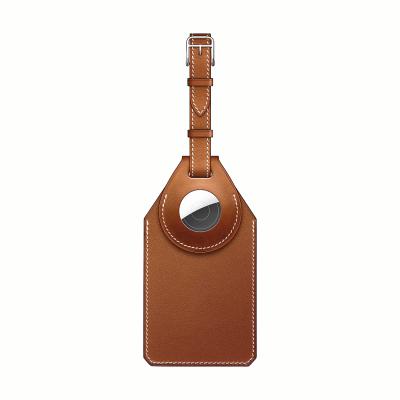 China Airtag AMS First Layer Cowhide Leather Luggage Tag for sale