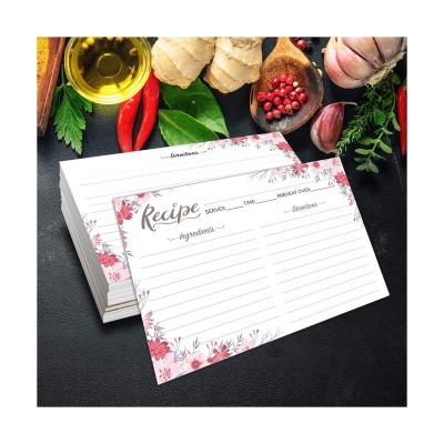 China Europe High Quality Small Full Color Custom Printed Floral Recipe Cards Offset Recipes Custom Paper Card Print for sale