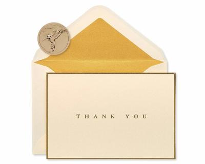 China All Hot Sale Gold Foil Border Thank You Boxed Note Cards Luxury Thank You Cards Custom Made With Logo Greeting Cards Custom for sale