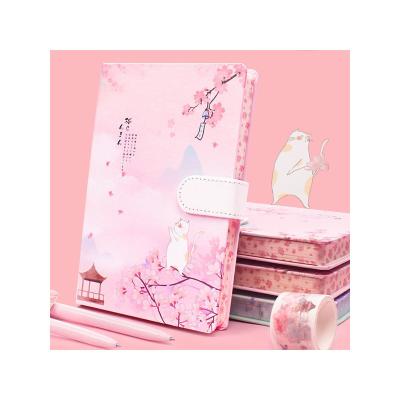 China Eco-Friendly Paper A5 Kawaii Sakura Leather Journals Notebook for Girls Lovely Color Dairy Page Logo Stationery Custom Wholesale for sale