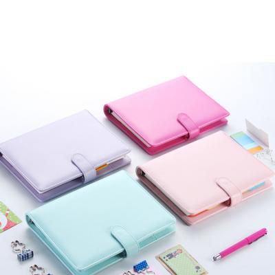 China Custom Leather Planner Mini Notebook PU Dairy Logo Budget Binder Organizer Premium Price Candy Cheap Color Diary Notebook Promotion for sale