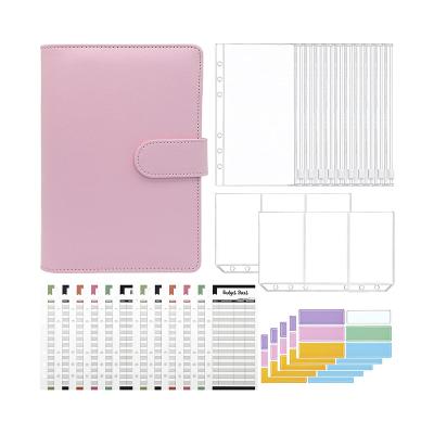 China Multicolor Mini A6 PU Leather Budget Binder Notebook with Cash Stuffing Wallet Envelopes for Budget Planner for sale