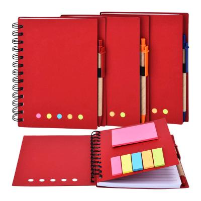 China Pocket 4Pcs Spiral Lined Spiral Notebook Steno Mini Business Notebook Custom With Pen Holder Sticky Notes Page Marker Index Tags for sale