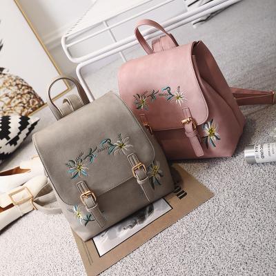 China Fashion China Style Women Fashion Backpack PU Embroidery Ethnic Flower Backpack à venda