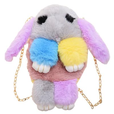 China New Contrast Color Plush Rabbit Bag Children's Creative Cartoon Backpack Listed Bagpack for sale