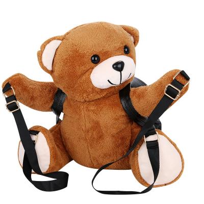 China Custom Wholesale Plush Girls Cute Plush Stuffed Teddy Bear Shaped Backpack Bag Kids Backpack for sale