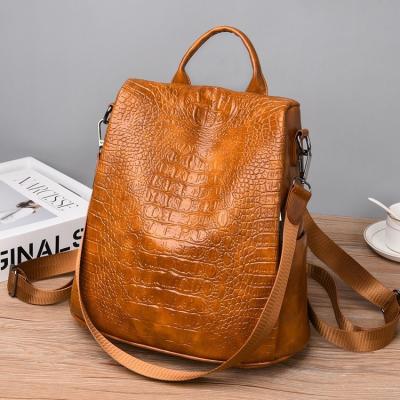 China 2021 Fashion Lady Backpack With Wrinkles Trend PU Leather Fashion Women's Handbag for sale