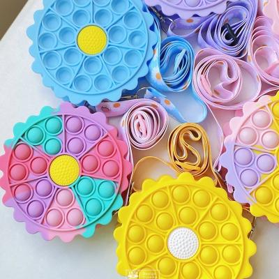 China Fashion Sunflower Silicone Pop Purse Busy Person Kids Toys Push Snap Bubble Cross - Body Handbags School Supplies For Students for sale