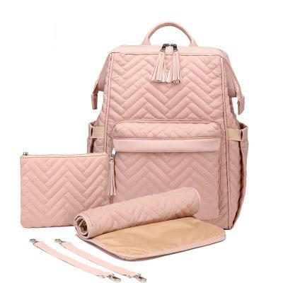 China Multifunctional Custom Logo Purpose Custom Logo Pink Diaper Bag Backpack Diaper Bag Sets For Baby for sale