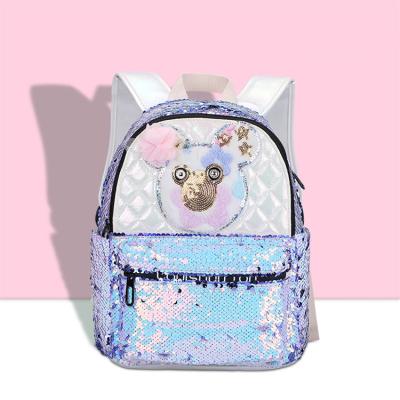 Cina Fashionable Color Sequin Kid Double Sequin Backpack Girls Kindergarten Primary School Changing Zipper Backpack in vendita