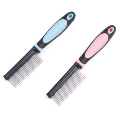 China Pet Hair Grooming Brush Metal Viable Single Side Teeth Comb Hair Massage Dog Grooming Comb for sale