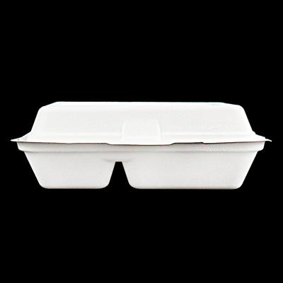 China Food Tableware Meal Box Pulp Oval Biodegradable Food Container With Lid Packaging Products Cup Tray Plate 1000ml FS-CH1000-2 for sale