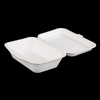 China Disposable Food Paper Pulp Lunch Box Food Packaging Container FS-CH600 Clamshell Take Out Food Packaging Biodegradable Boxes 600ml for sale