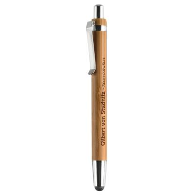 China Customer Logo Classic Promotional Bamboo Pen With Touch for sale