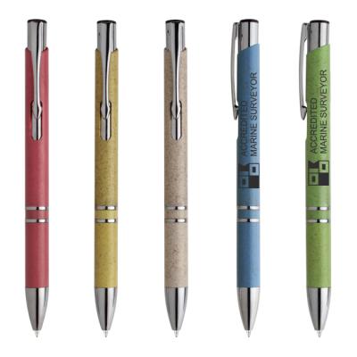 China Guanghua eco friendly ballpoint pen for custom logo wheat straw eco ballpoint pen for sale