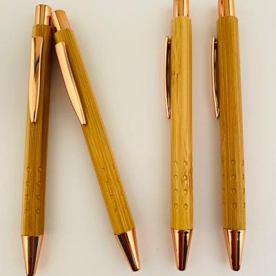 China Receycled 2201 Promotion Bamboo Pen With Gold Clip for sale