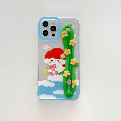 China 2021 Cute Girly Anti-drop Mermaid Wristband Phone Case With Strap Tpu Phone Cover For iphone 12 pro max xs 12pro xmax for sale