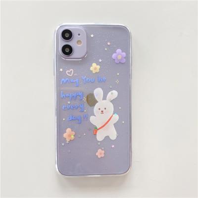 China Hot Selling Anti-fall Rabbit Transparent Design TPU Print Soft Clear Soft Clear Shockproof Case For Iphone 13 11 12 pro 8 plus X XR for sale