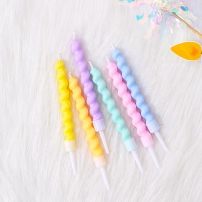 China Pastel-Color Twirl Spiral Birthday Cake Topper Candles for sale