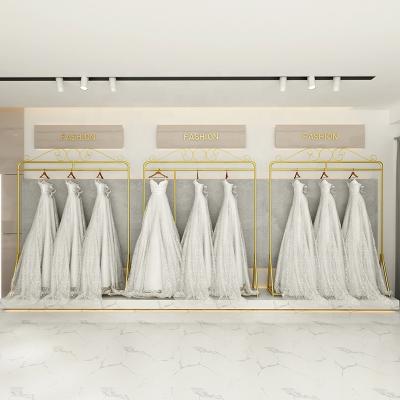 China The Shinny Heavy Wholesale Suit The Golden Apparel Display Wedding Dress Display Rack 120/180/200*50*230cm for sale