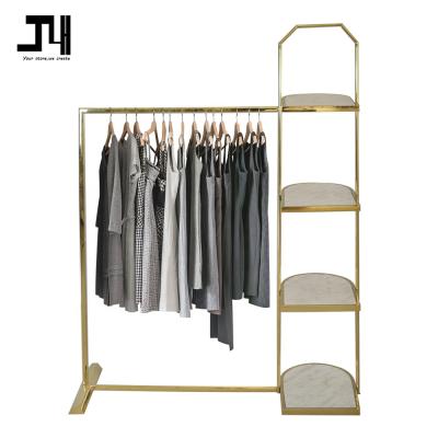 China Indoor clothing store decoration gold rack clothing display rack boutique clothing racks for sale 1412*450*2000mm for sale