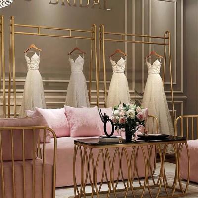 China Hot Selling Bridal Boutique Clothing Store Fixture Retail Rack Garment Wedding Dress Display Racks 120*45*200cm for sale