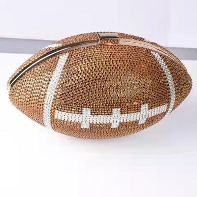 China 2021 NFL Daily Party Single Football Purse High Quality Sparkling Brown Purse High Quality Purse With Gold Chain for sale