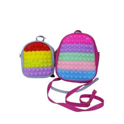 China 2022 New Silicone Noise-computer Decompression Cute Kids Toy School Bag Push Bubble Chridren Toys Backpack for sale